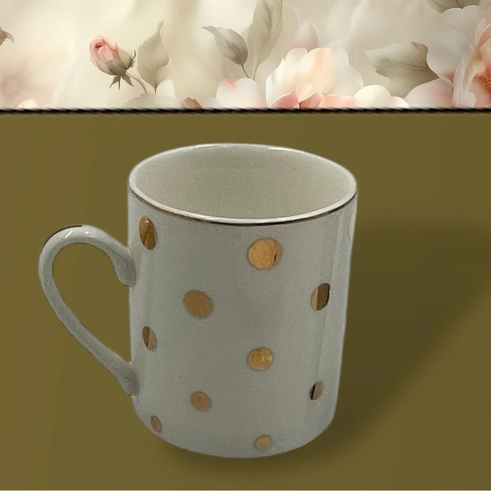 GRACE TEAWARE White Gold Polka Dots 4 Piece Tea DEMITASSE ESPRESSO Set